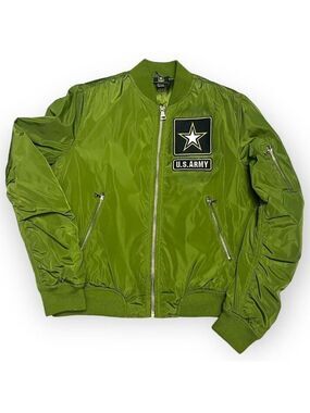 ARMY Green Streetwear Bomber Jacket - Womens Large
